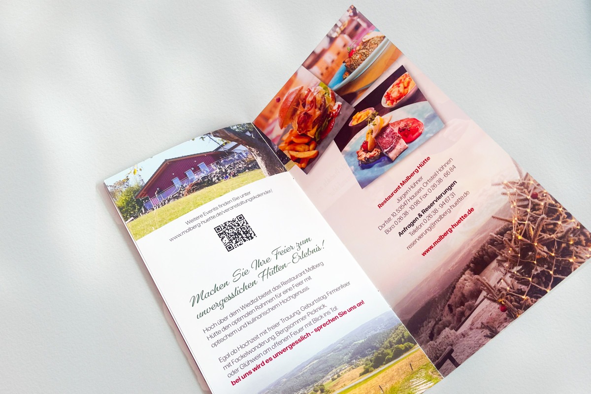 Flyer des Restaurants Malberg Hütte Innenteil
