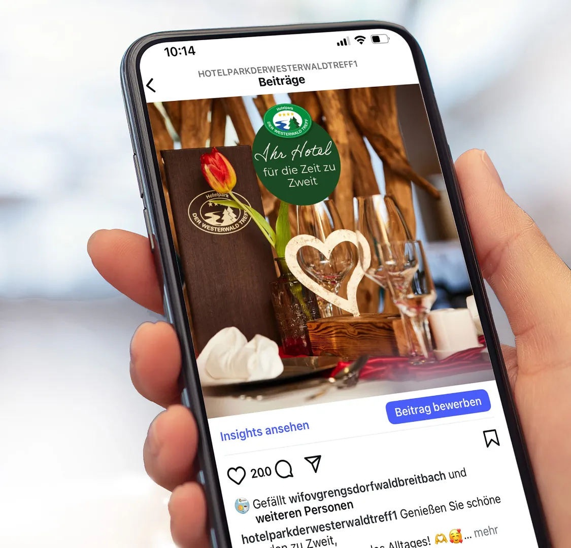 westerwald treff social media werbung auf einem handy